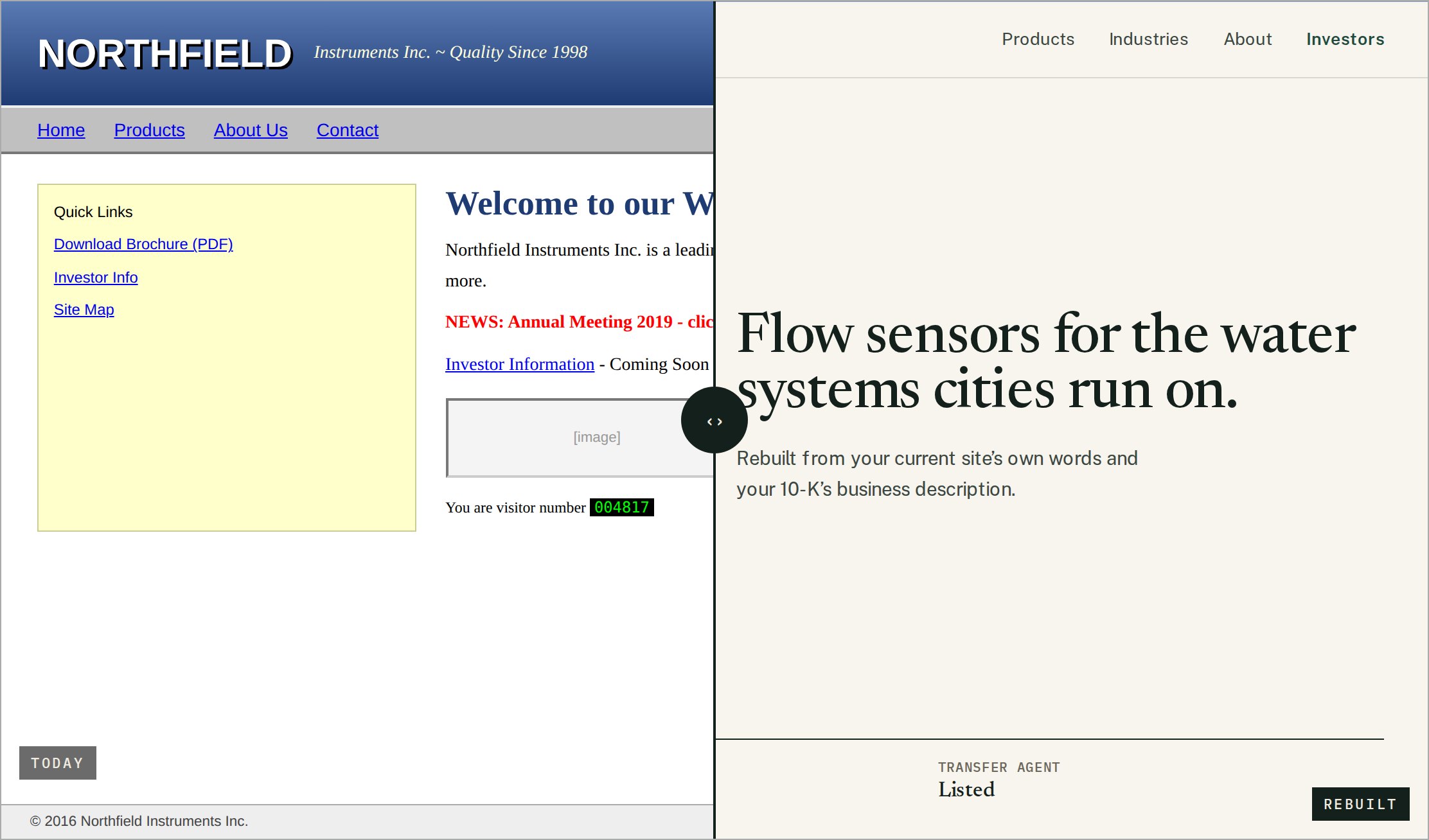 Screenshot: Before and after