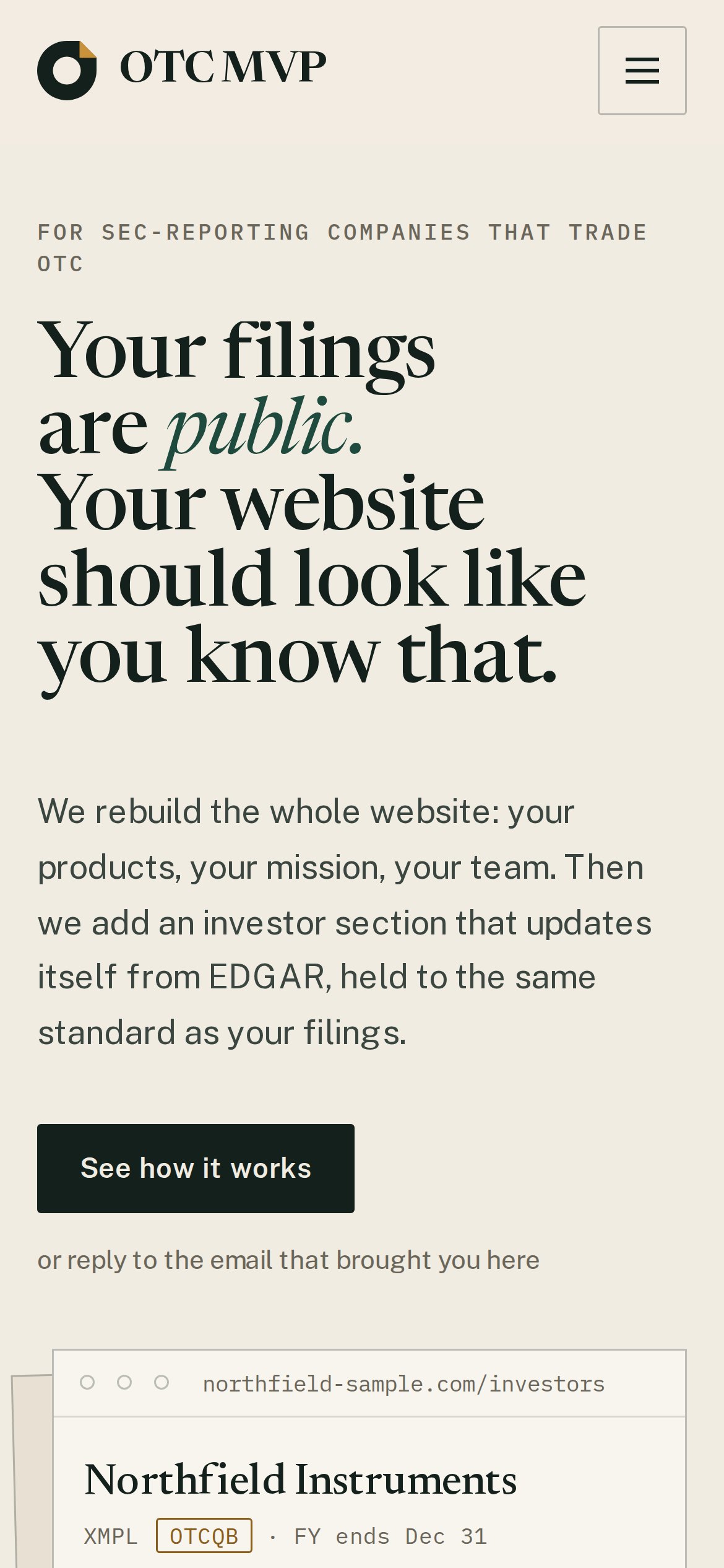 Screenshot: Homepage, phone